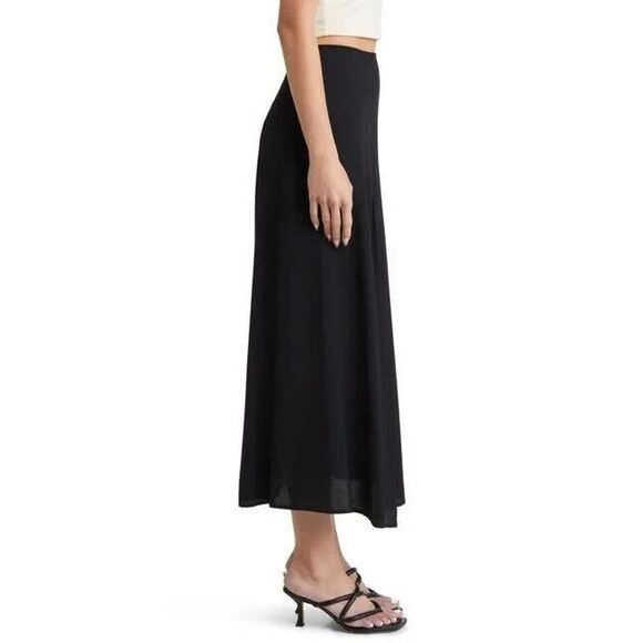 New  $148 Reformation Zoe Side Slit Midi  Skirt in Black Size 8 - Picture 3 of 7
